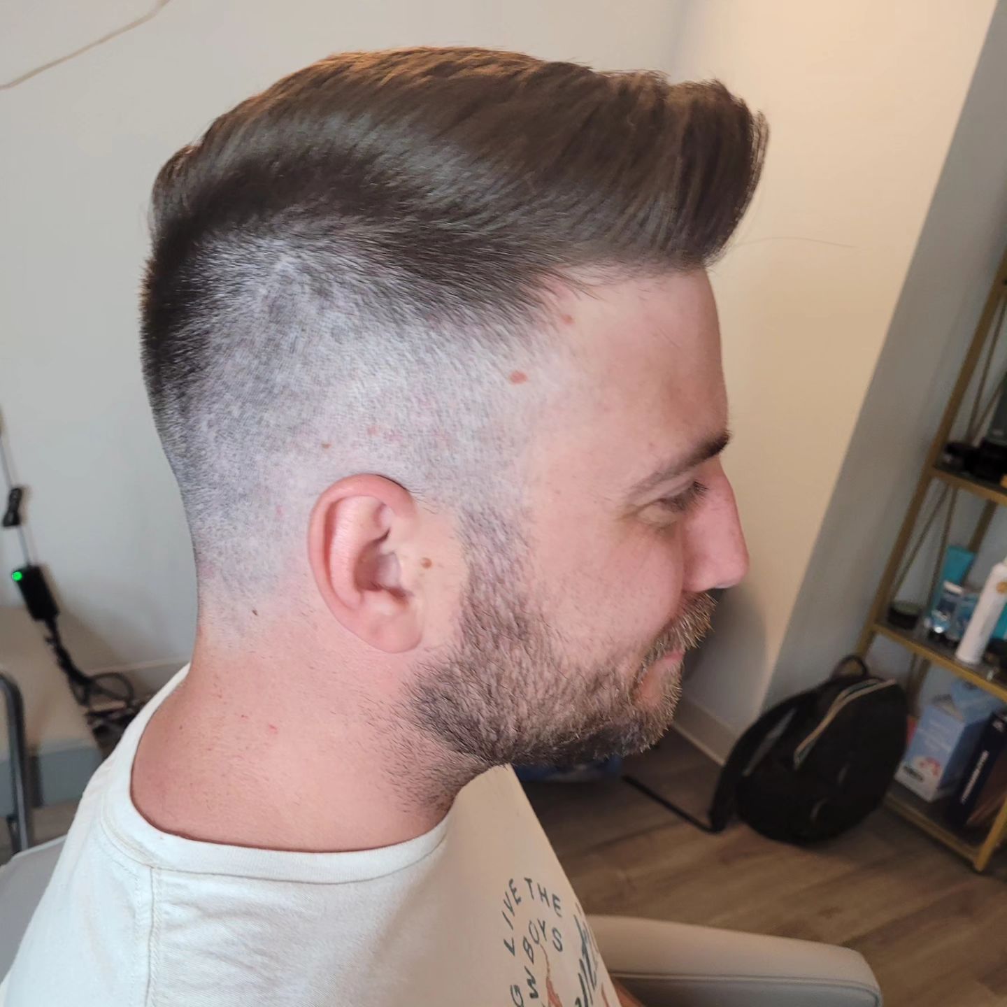 Pompadour with skin fade